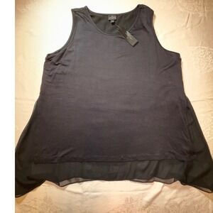 Worthington Woman Black Layered Sleeveless Tank Top Chiffon Hem Plus Size 3X NWT